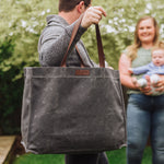 Market Waxed Canvas Tote with Leatherette Handles
