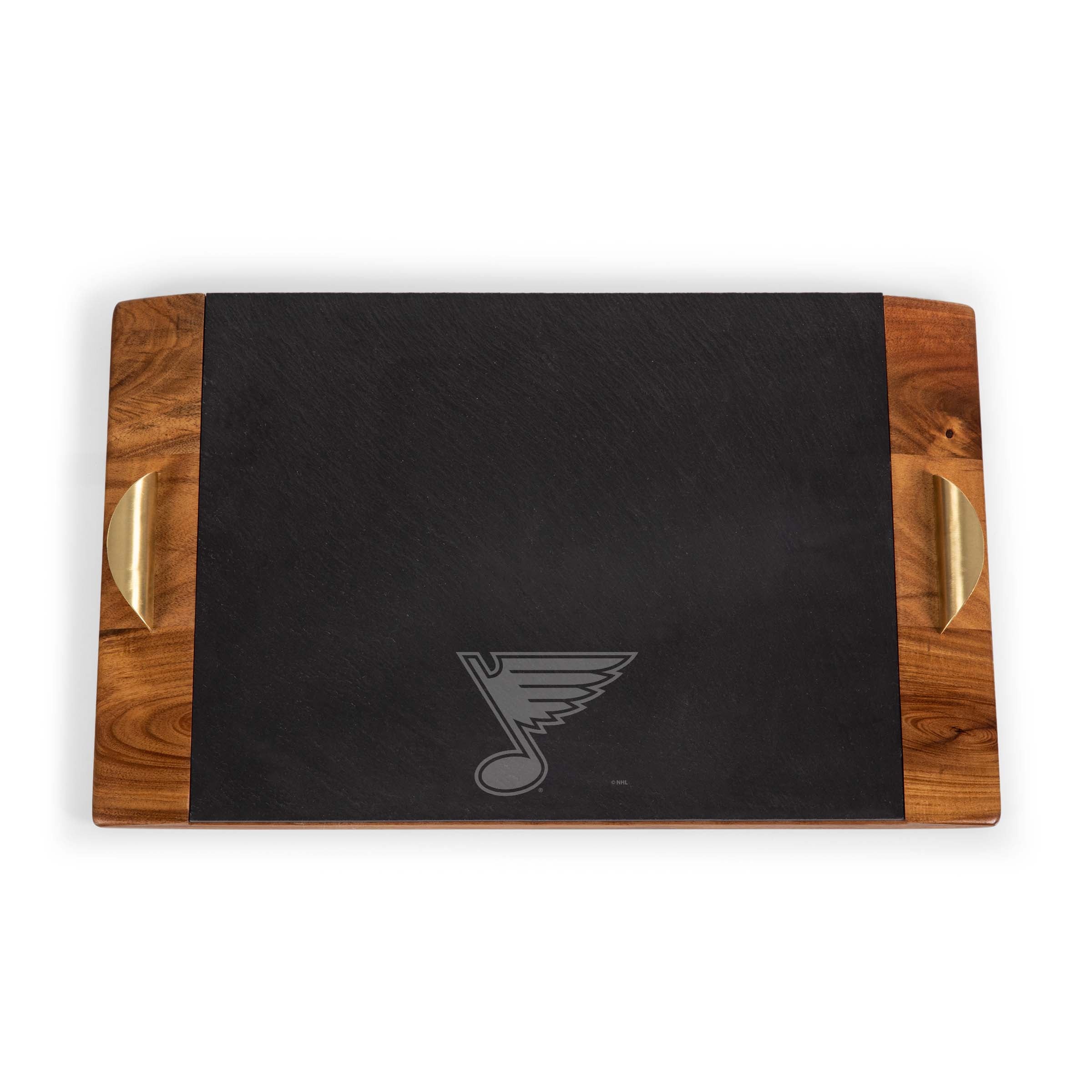 Acacia Wood & Slate Black with Gold Accents