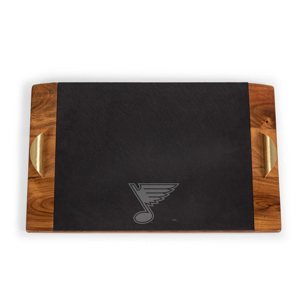 Acacia Wood & Slate Black with Gold Accents