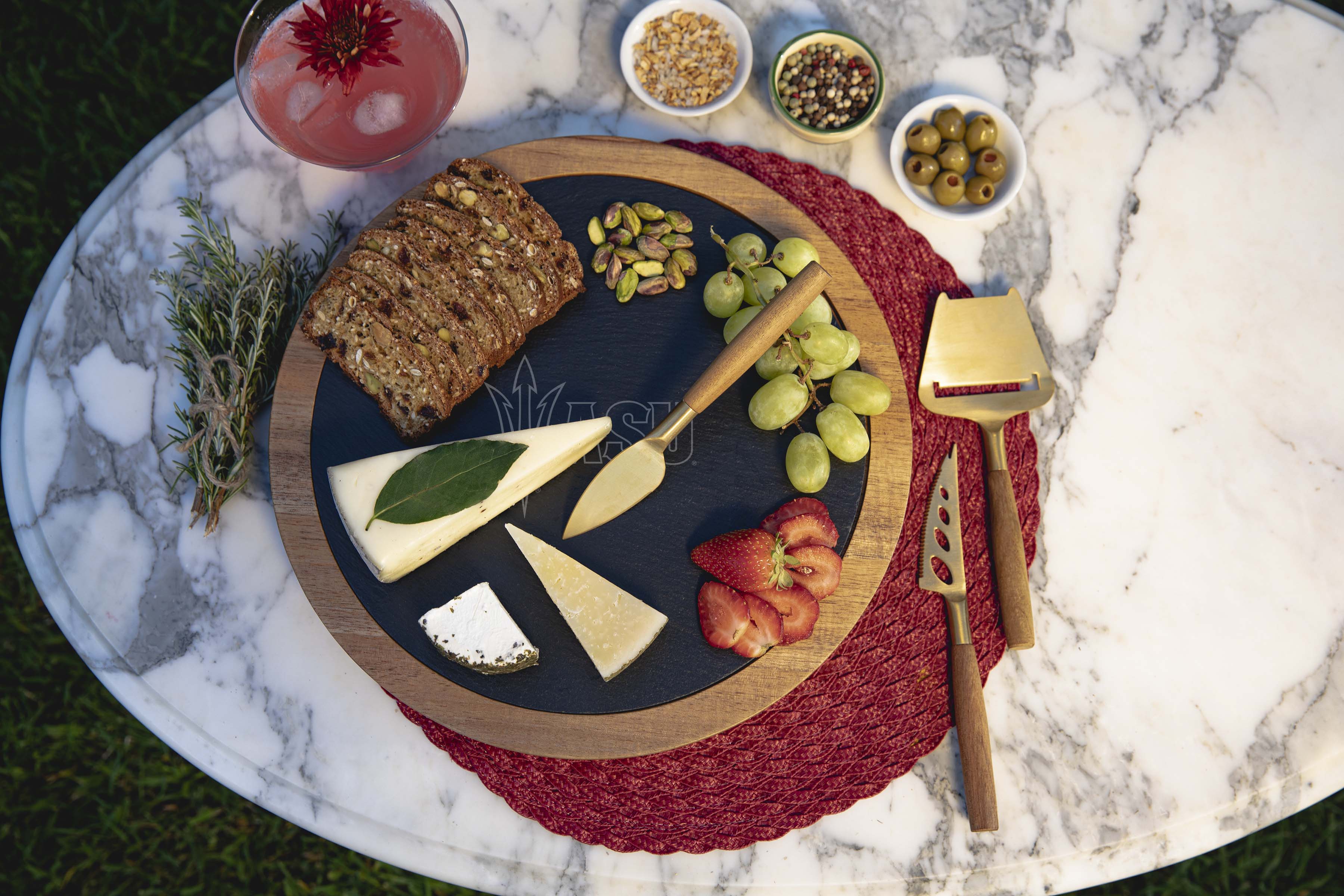Arizona State Sun Devils - Insignia Acacia and Slate Serving Board with Cheese Tools