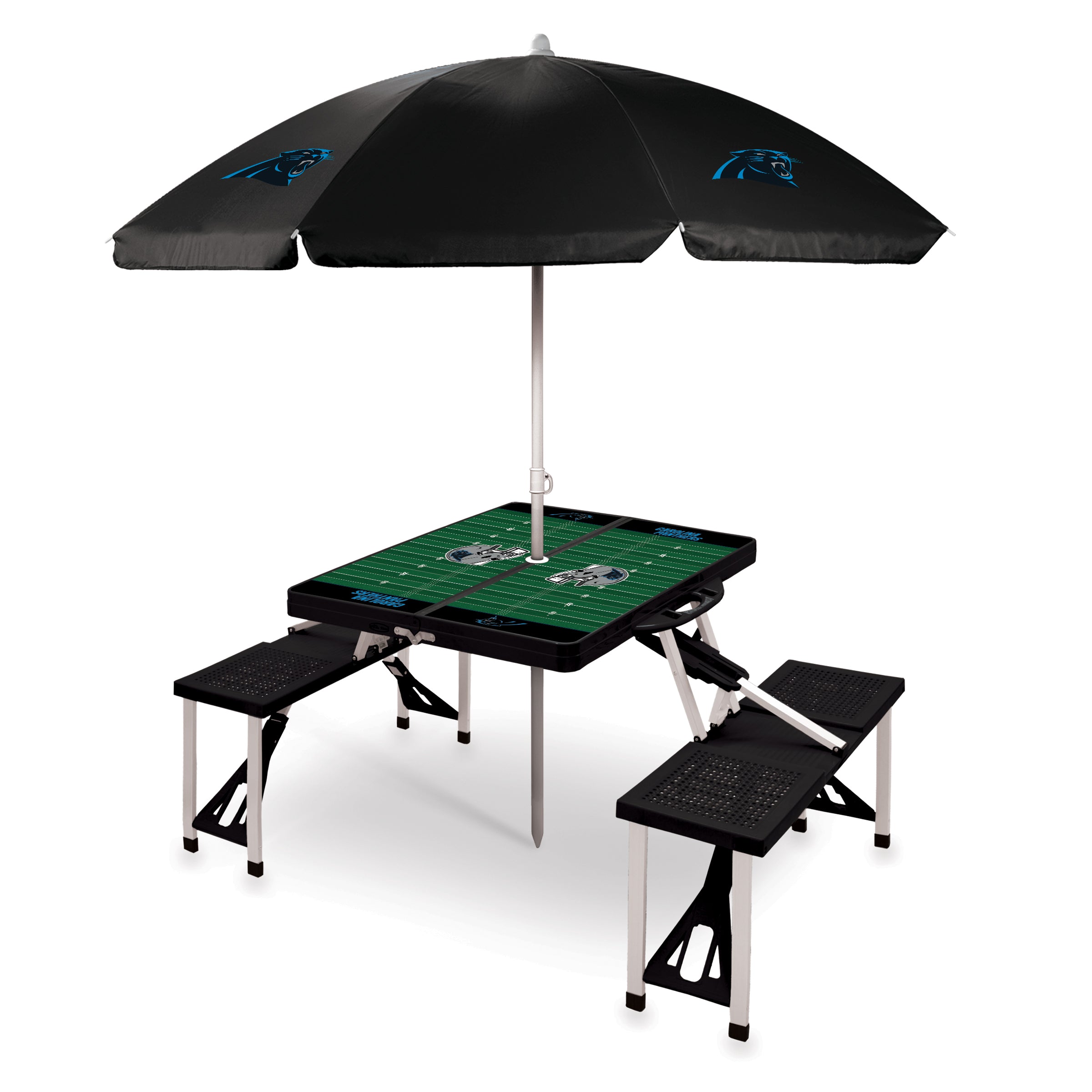 Carolina Panthers - Picnic Table Portable Folding Table with Seats and Umbrella-Picnic Time Family of Brands