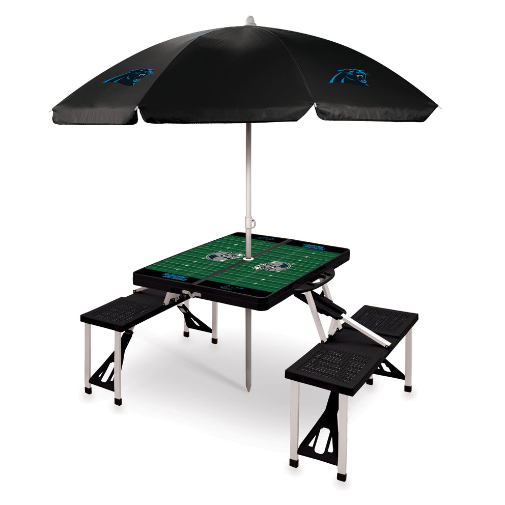 Carolina Panthers - Picnic Table Portable Folding Table with Seats and Umbrella-Picnic Time Family of Brands