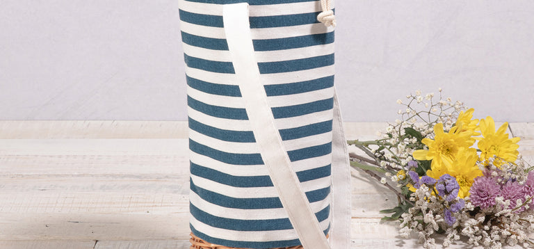 Malbec Insulated Canvas and Willow Wine Bottle Basket-Picnic Time Family of Brands