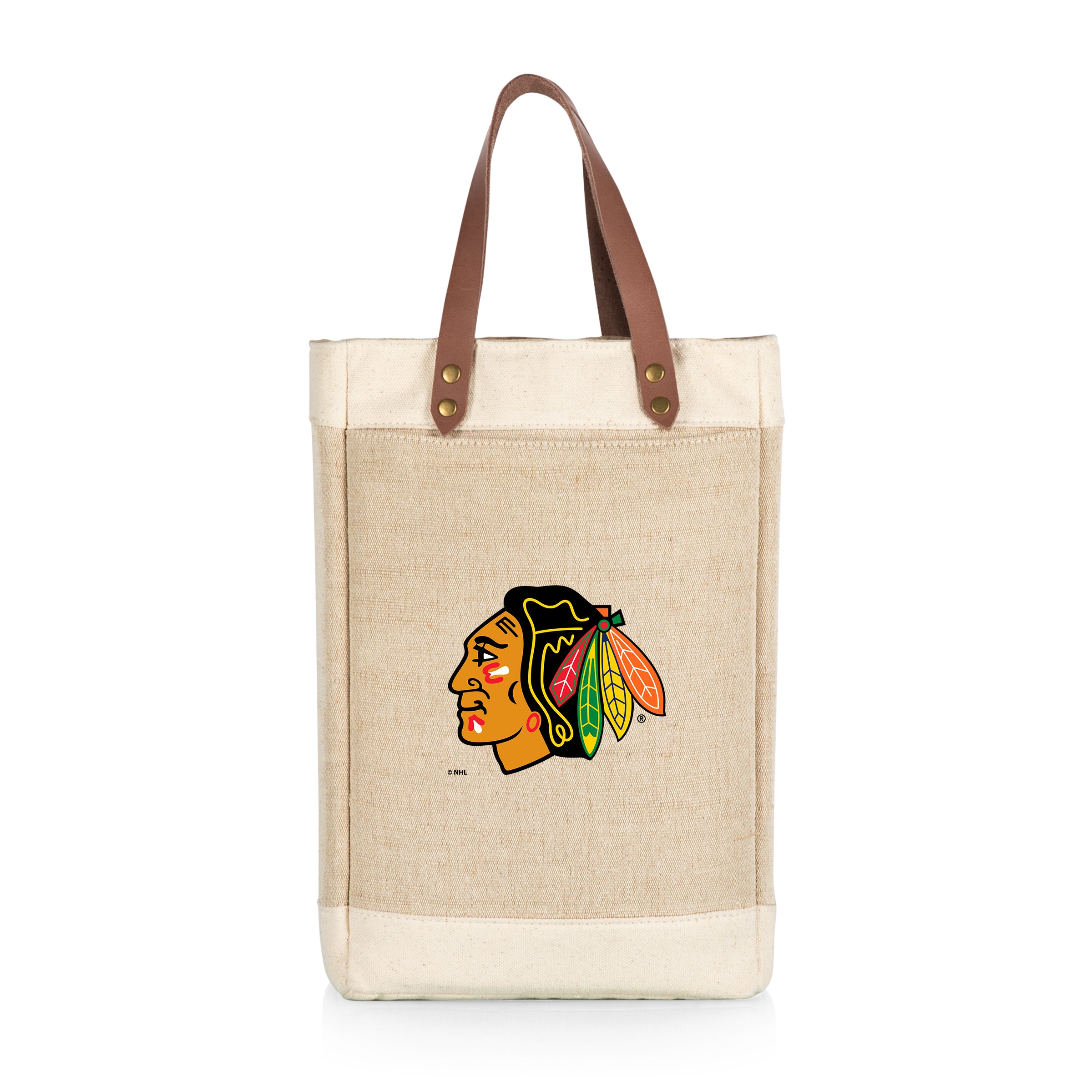 Chicago Blackhawks - Pinot Jute 2 Bottle Insulated Wine Bag-Picnic Time Family of Brands