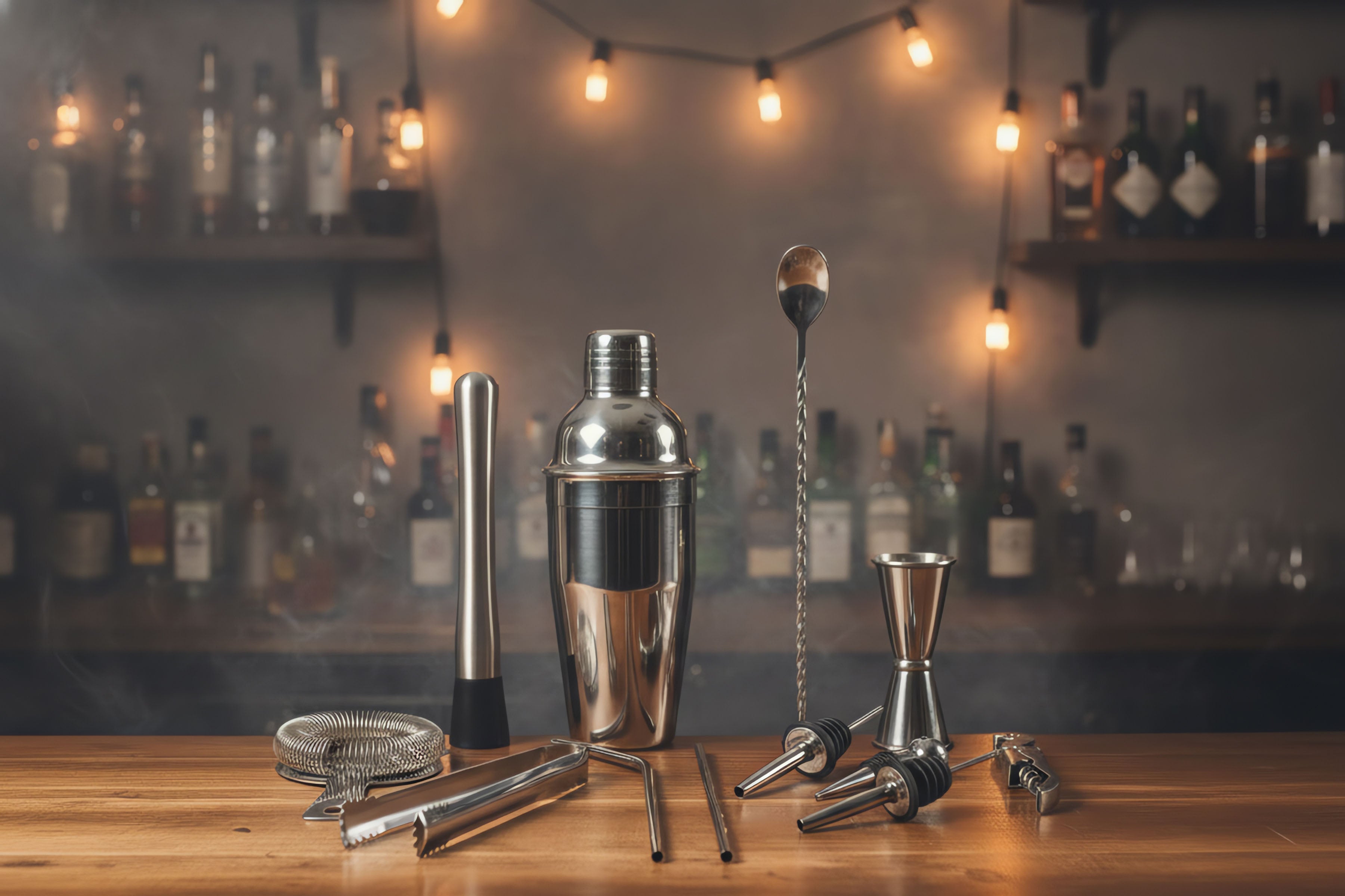 Lazy Susan Bar Tool Set (Bamboo & Stainless Steel)