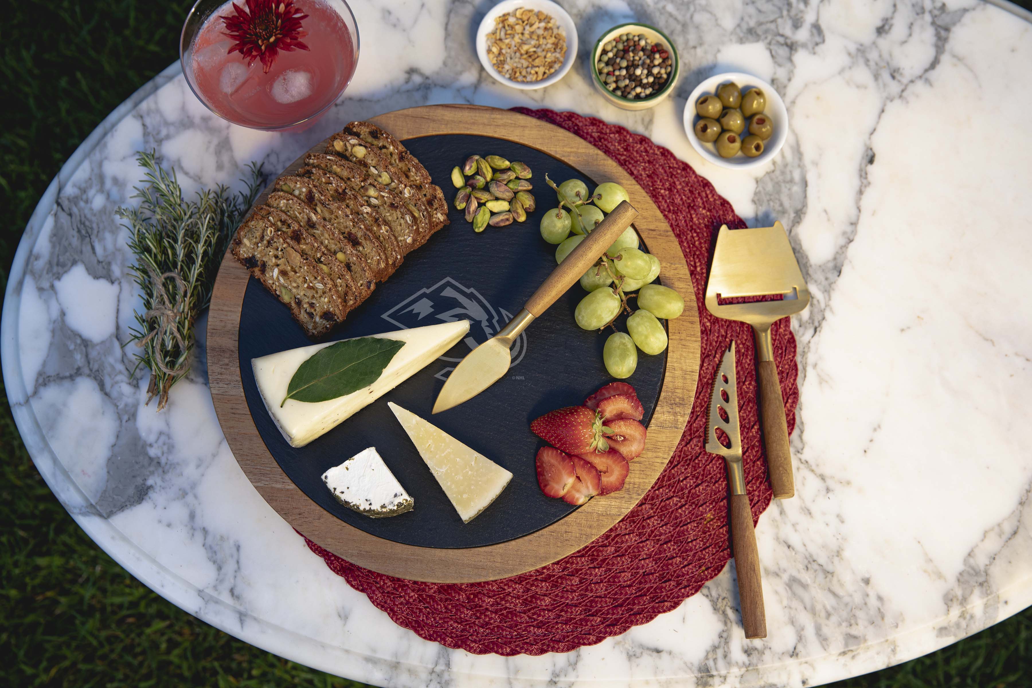 Utah Mammoth - Insignia Acacia and Slate Serving Board with Cheese Tools