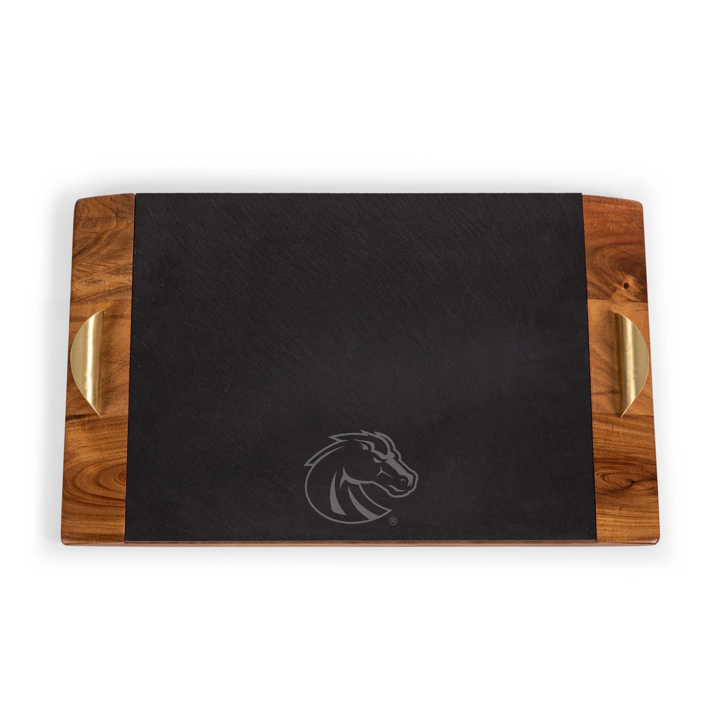 Acacia Wood & Slate Black with Gold Accents