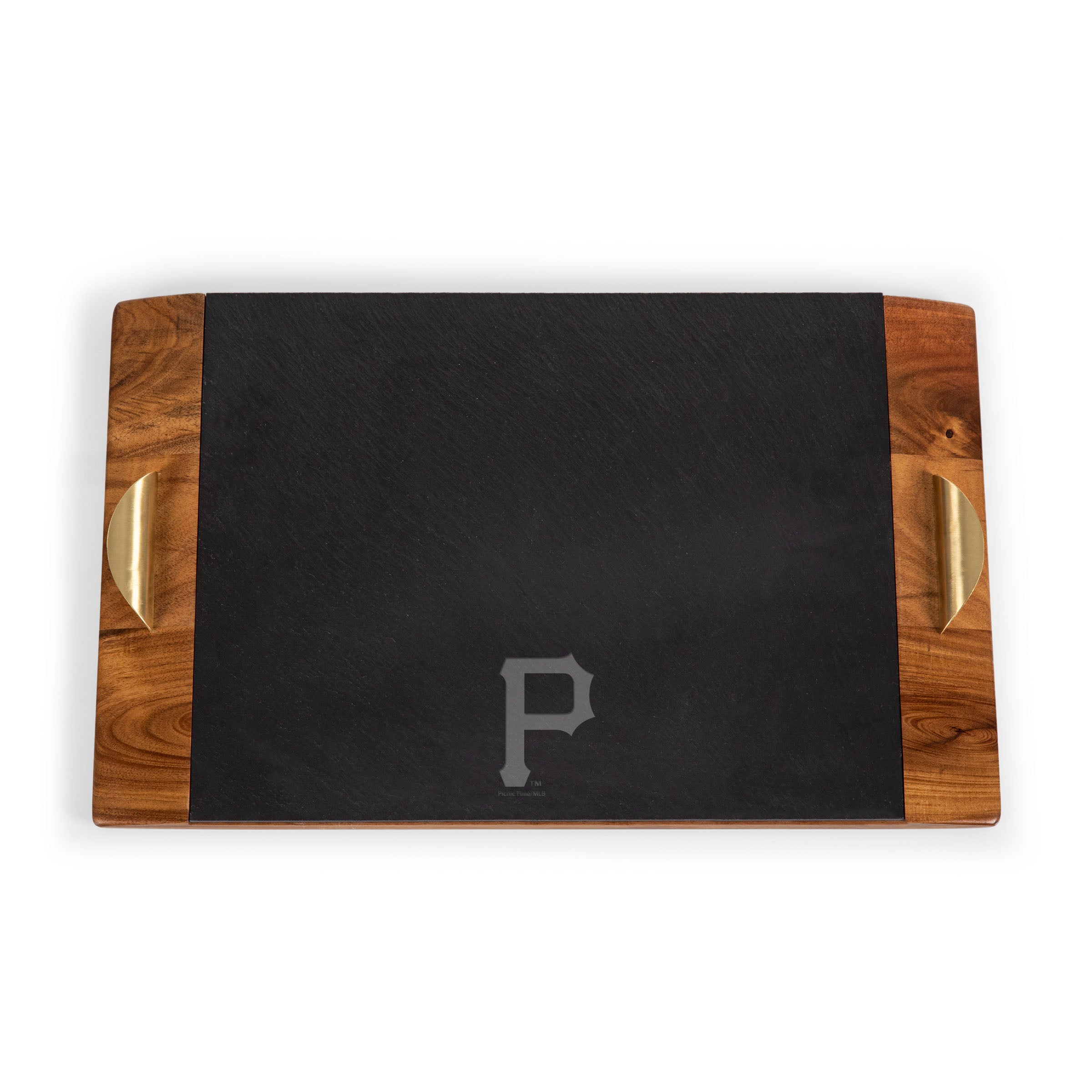 Acacia Wood & Slate Black with Gold Accents