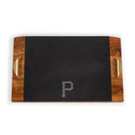 Acacia Wood & Slate Black with Gold Accents