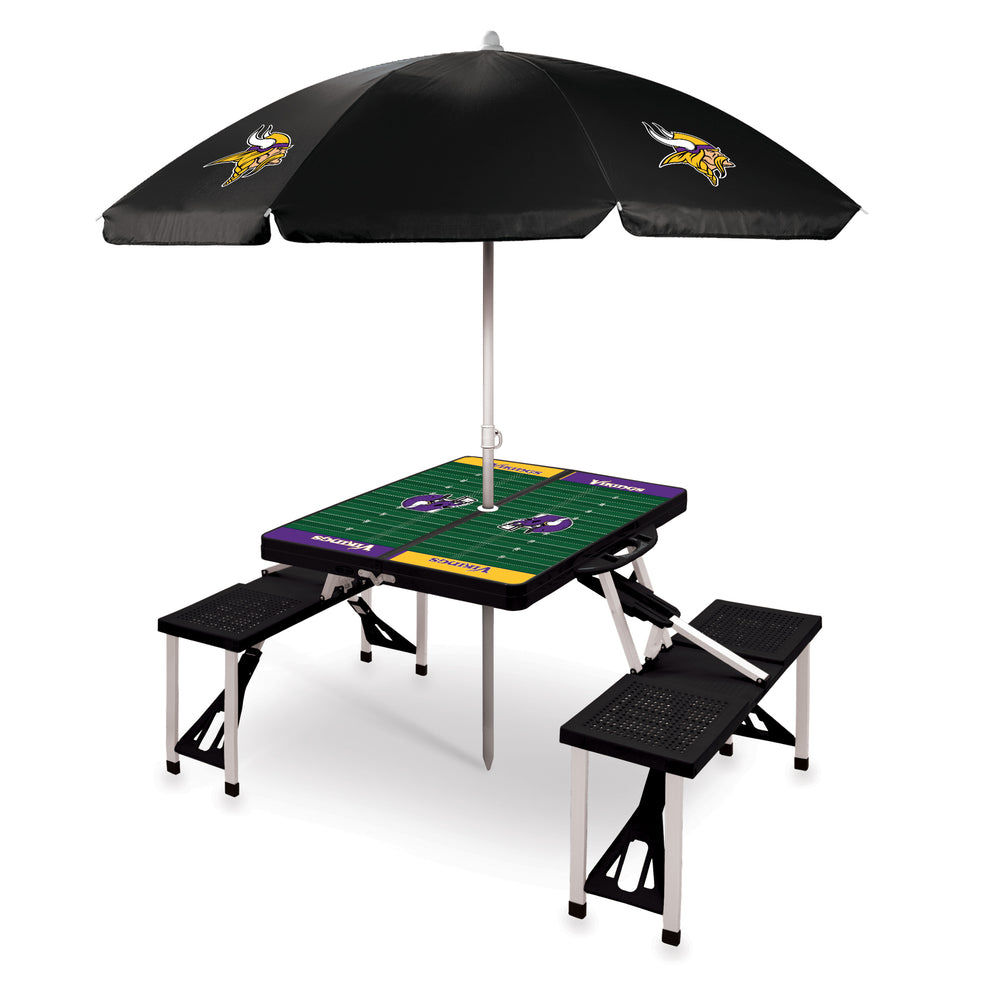 Minnesota Vikings - Picnic Table Portable Folding Table with Seats and Umbrella-Picnic Time Family of Brands