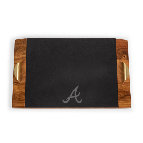 Acacia Wood & Slate Black with Gold Accents