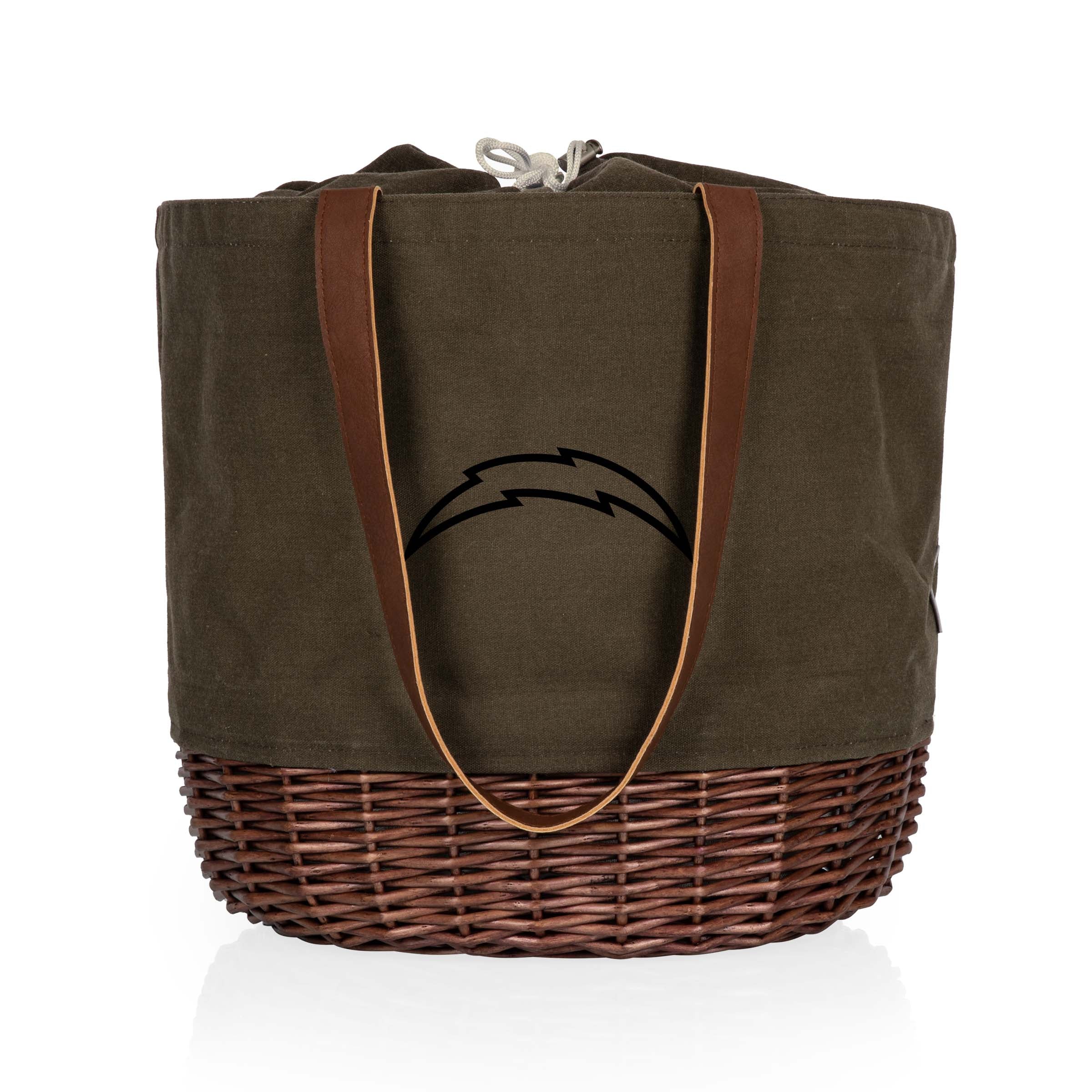Los Angeles Chargers - Coronado Canvas and Willow Basket Tote-Picnic Time Family of Brands