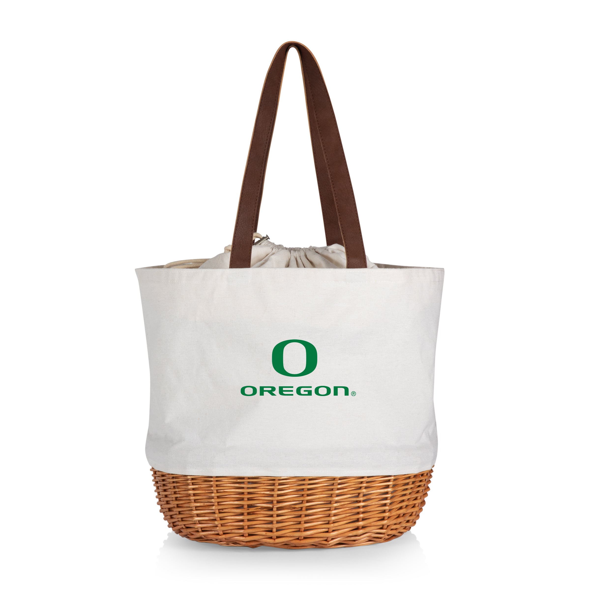 Oregon Ducks - Coronado Canvas and Willow Basket Tote-Picnic Time Family of Brands
