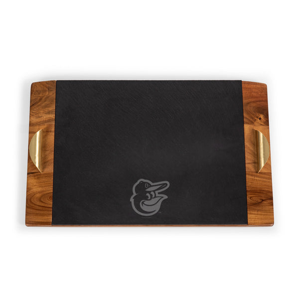 Acacia Wood & Slate Black with Gold Accents