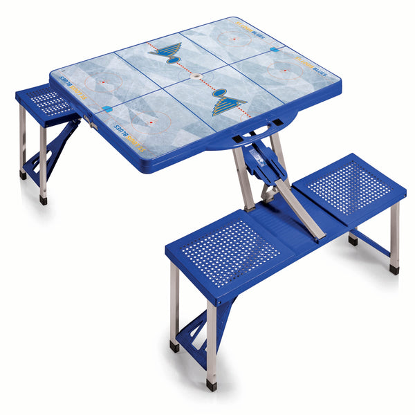 St Louis Blues - Picnic Table Portable Folding Table with Seats-Picnic Time Family of Brands