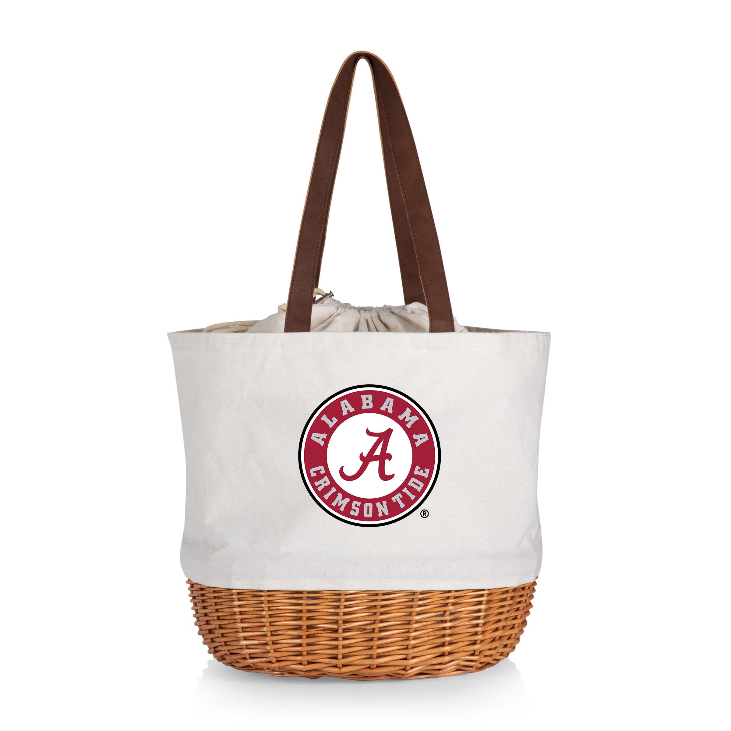 Alabama Crimson Tide - Coronado Canvas and Willow Basket Tote-Picnic Time Family of Brands