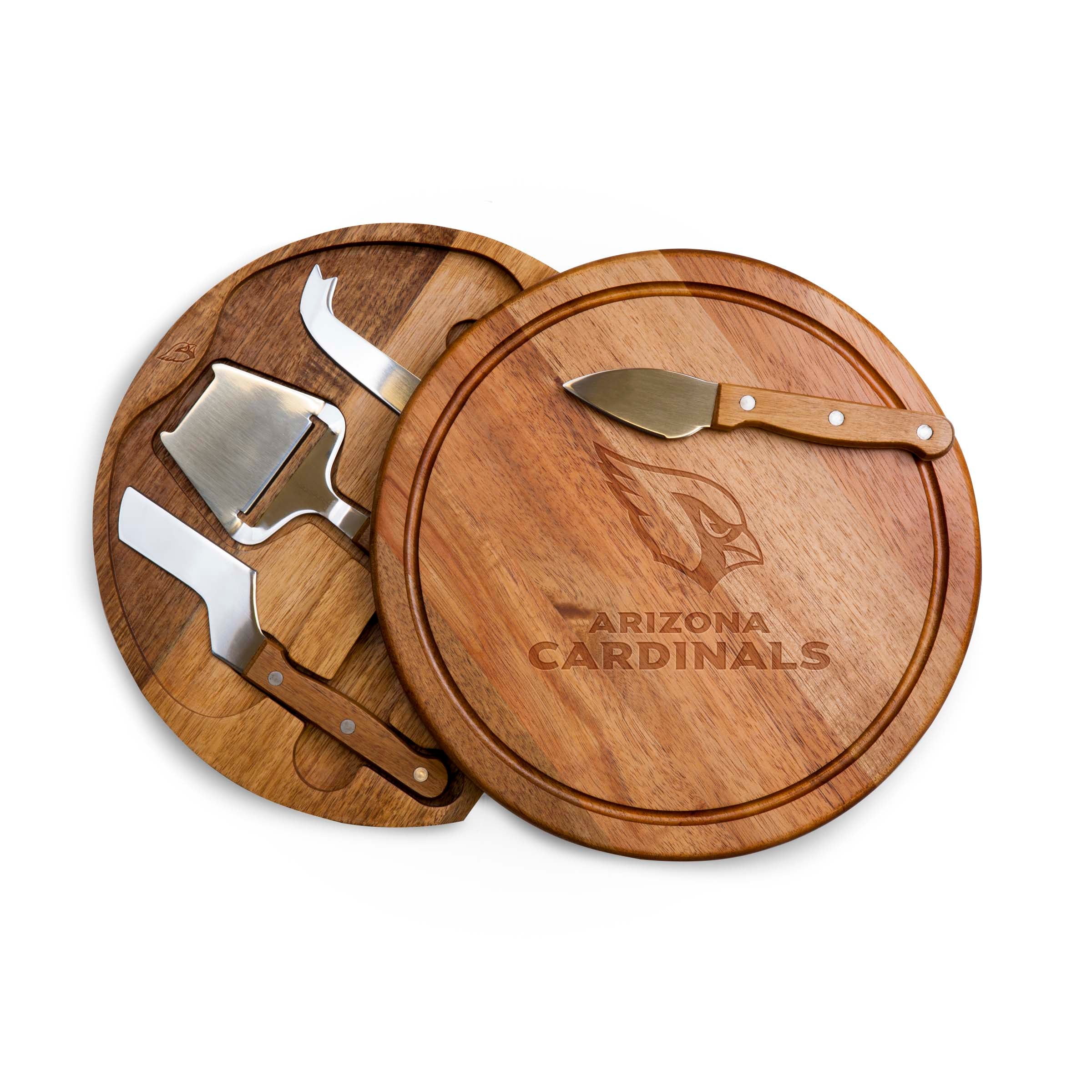 Arizona Cardinals - Acacia Circo Cheese Cutting Board & Tools Set