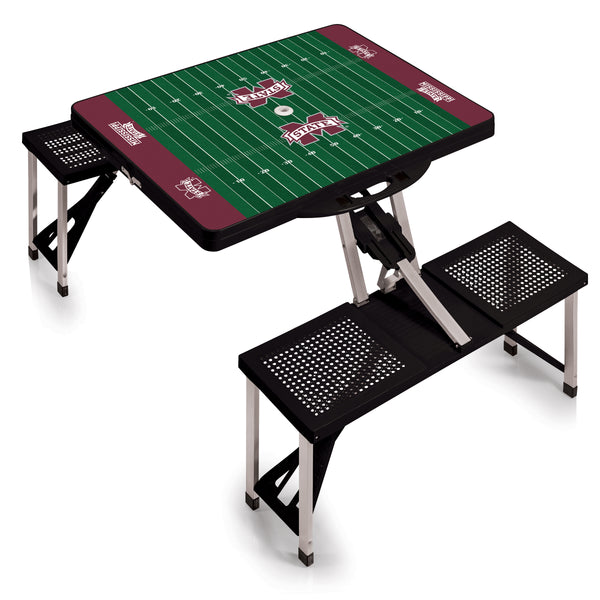 Mississippi State Bulldogs Football Field - Picnic Table Portable Folding Table with Seats