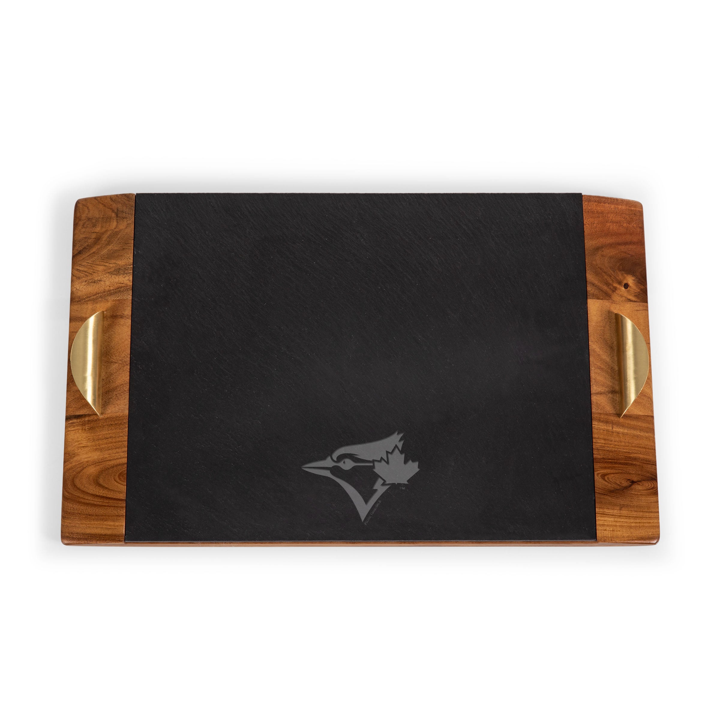 Acacia Wood & Slate Black with Gold Accents