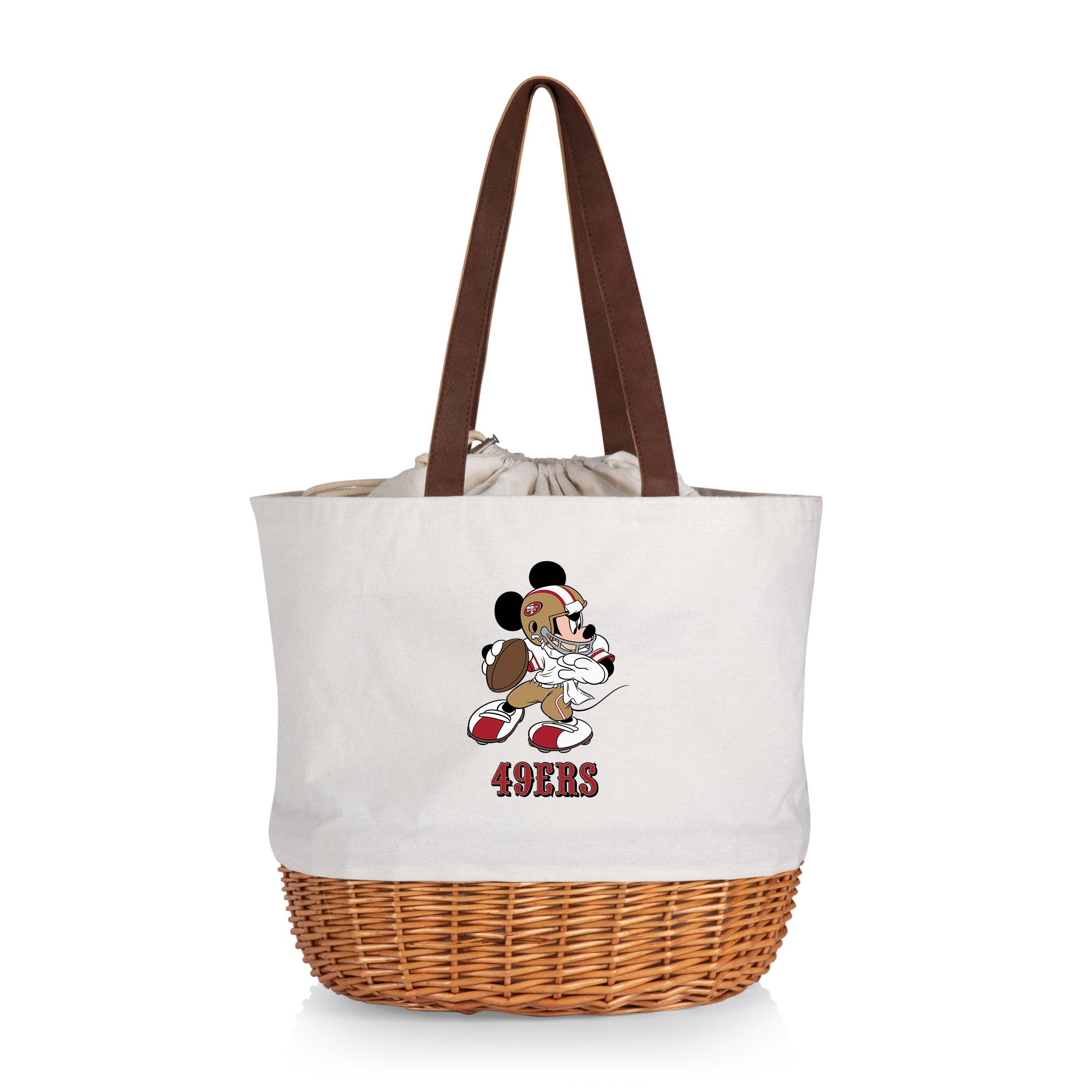 San Francisco 49ers Mickey Mouse - Coronado Canvas and Willow Basket Tote