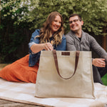 Market Waxed Canvas Tote with Leatherette Handles