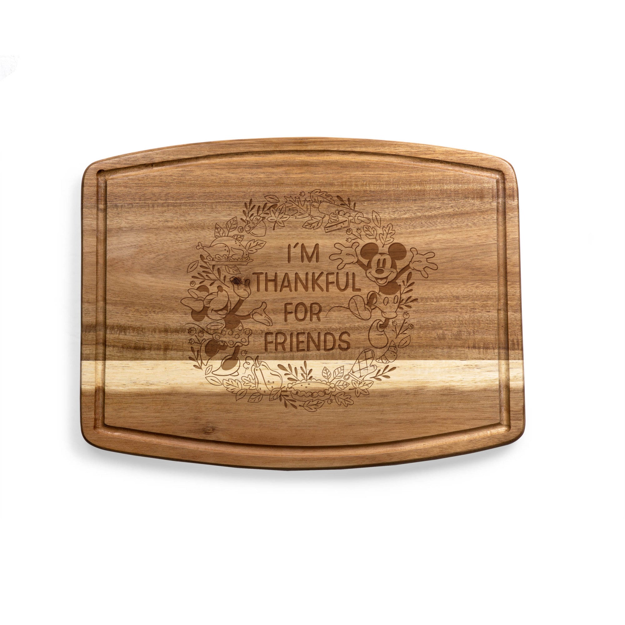 Mickey & Minnie Mouse - Thanksgiving - Ovale Acacia Cutting Board