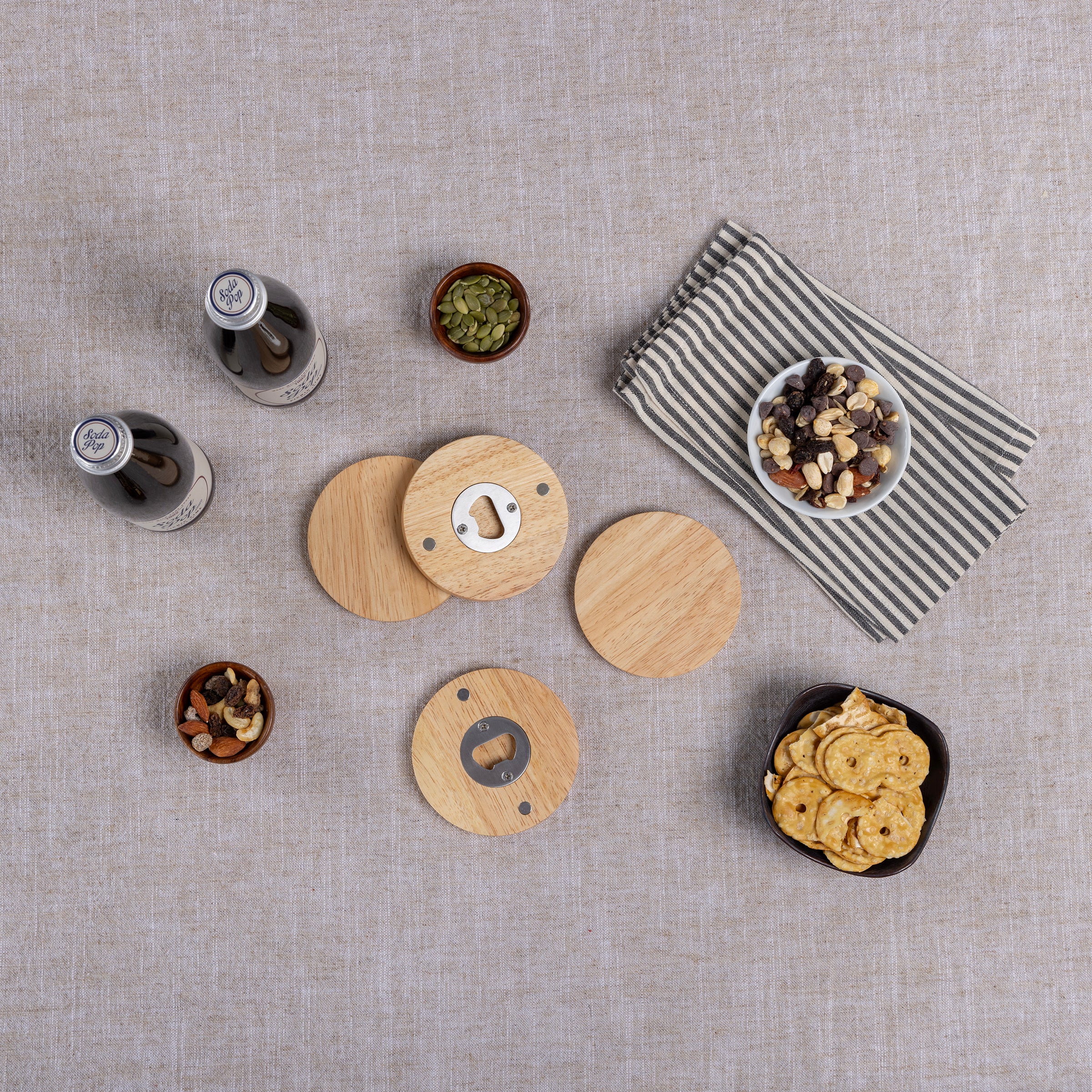 Coasters with Bottle Openers Set of 4