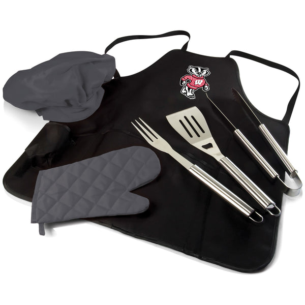 Wisconsin Badgers - BBQ Apron Tote Pro Grill Set