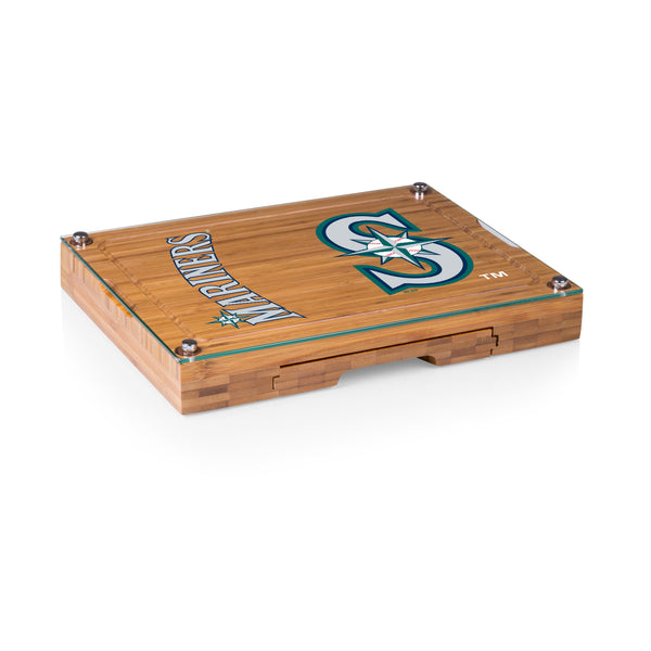 Seattle Mariners - Concerto Glass Top Cheese Cutting Board & Tools Set