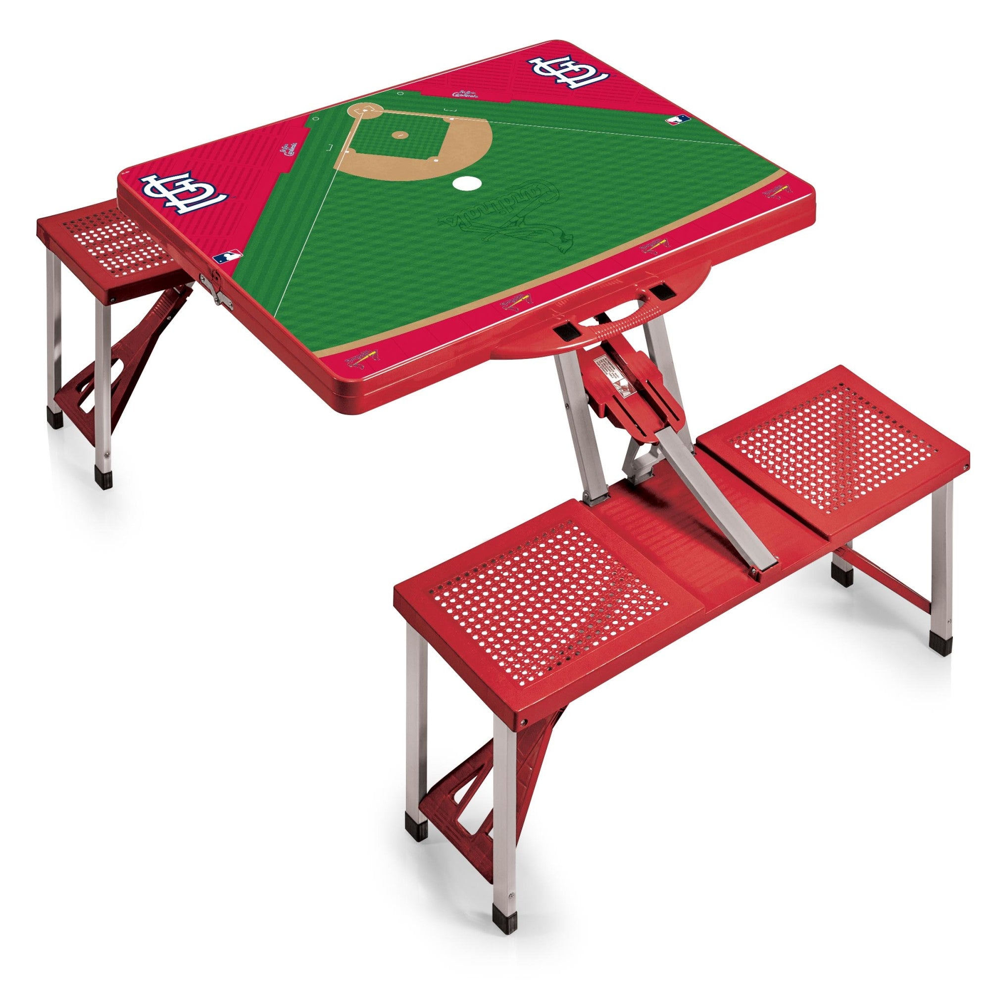 Baseball Diamond - St. Louis Cardinals - Picnic Table Portable Folding Table with Seats