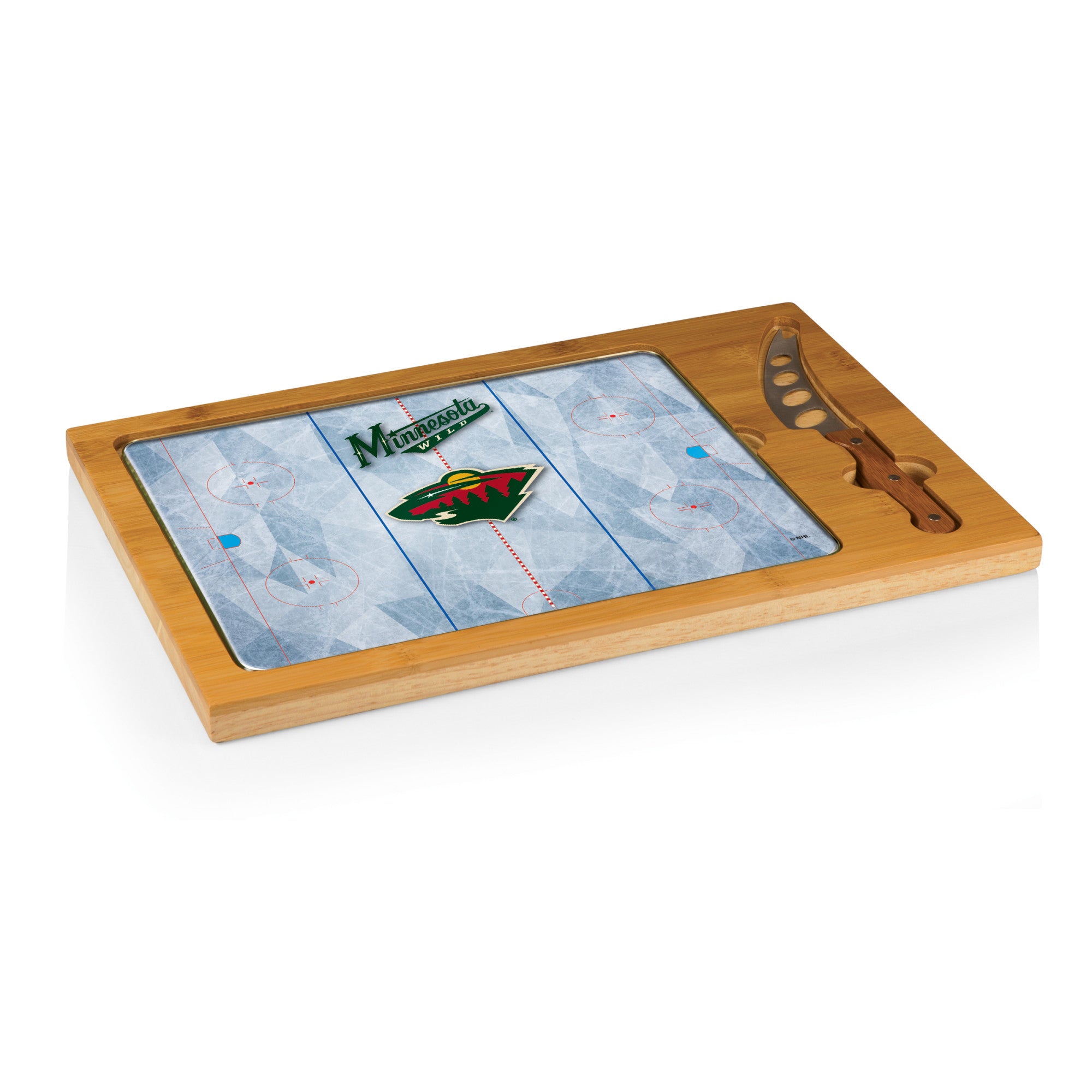 Hockey Rink - Minnesota Wild - Icon Glass Top Cutting Board & Knife Set