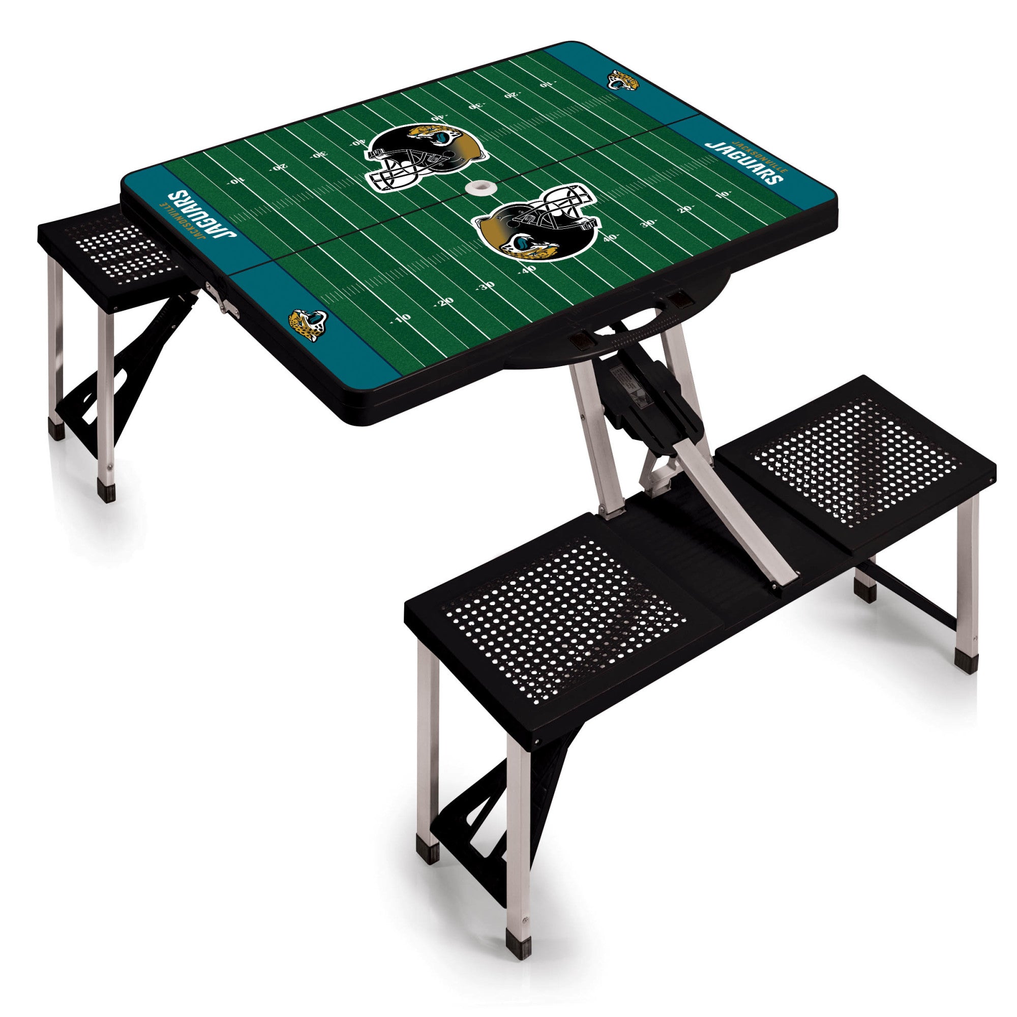 Jacksonville Jaguars - Picnic Table Portable Folding Table with Seats and Umbrella