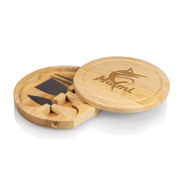 Miami Marlins - Brie Cheese Cutting Board & Tools Set