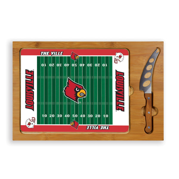 Louisville Cardinals - Icon Glass Top Cutting Board & Knife Set