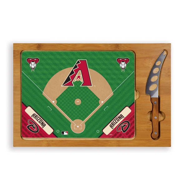 Baseball Diamond - Arizona Diamondbacks - Icon Glass Top Cutting Board & Knife Set