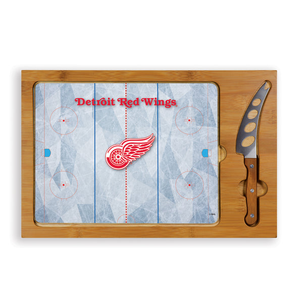 Detroit Red Wings Hockey Rink - Icon Glass Top Cutting Board & Knife Set