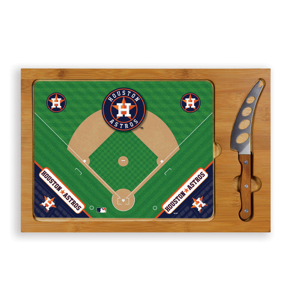 Baseball Diamond - Houston Astros - Icon Glass Top Cutting Board & Knife Set