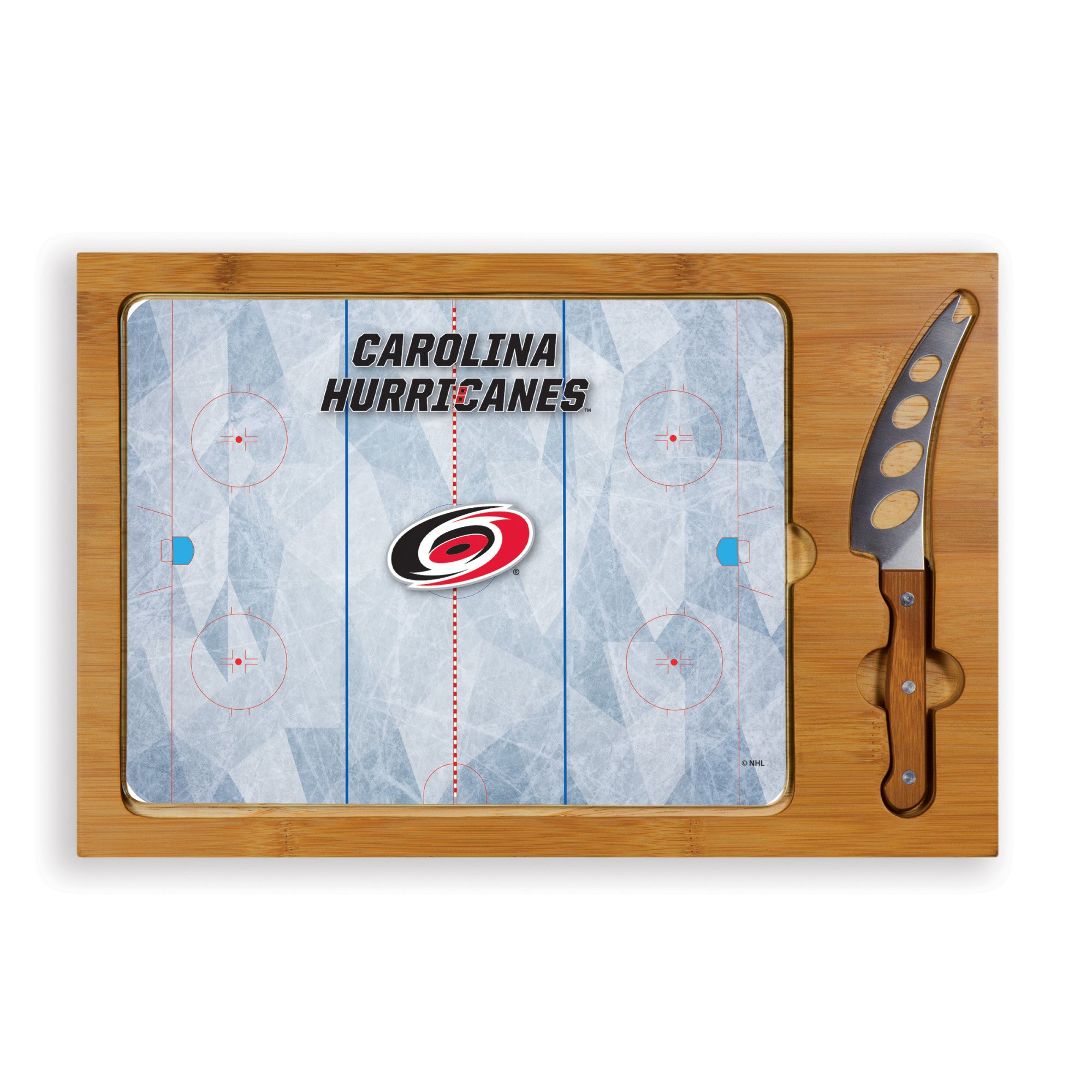 Carolina Hurricanes Hockey Rink - Icon Glass Top Cutting Board & Knife Set