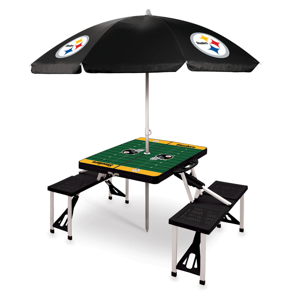 Pittsburgh Steelers - Picnic Table Portable Folding Table with Seats and Umbrella