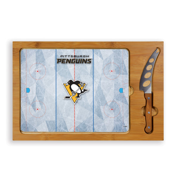 Hockey Rink - Pittsburgh Penguins - Icon Glass Top Cutting Board & Knife Set