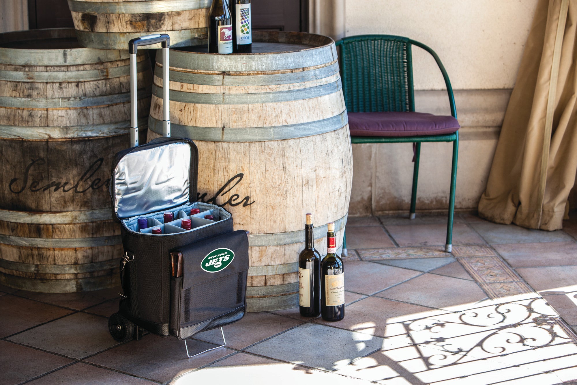 New York Jets - Cellar 6-Bottle Wine Carrier & Cooler Tote with Trolley