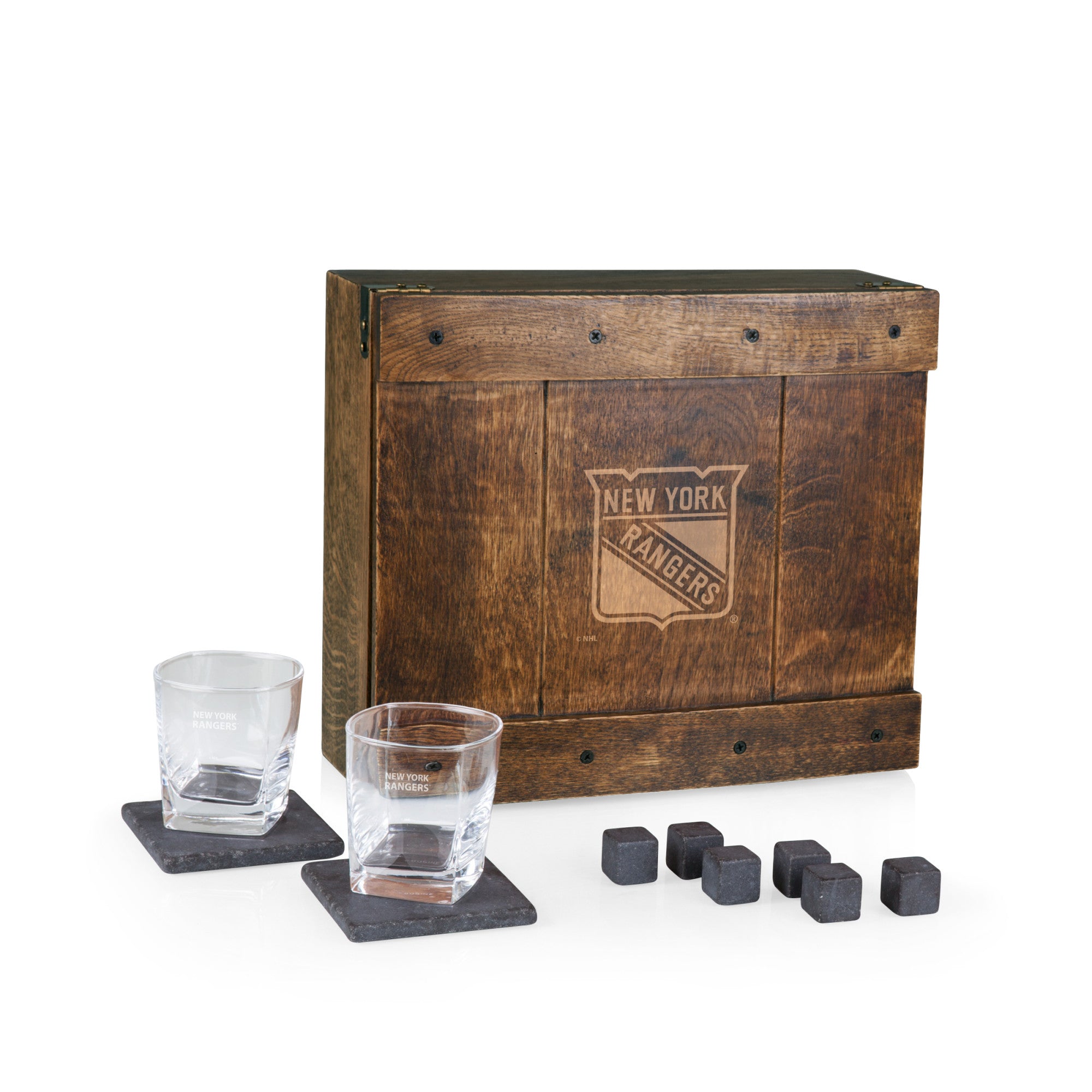 Picnic Time New York Rangers Whiskey Box Gift Set