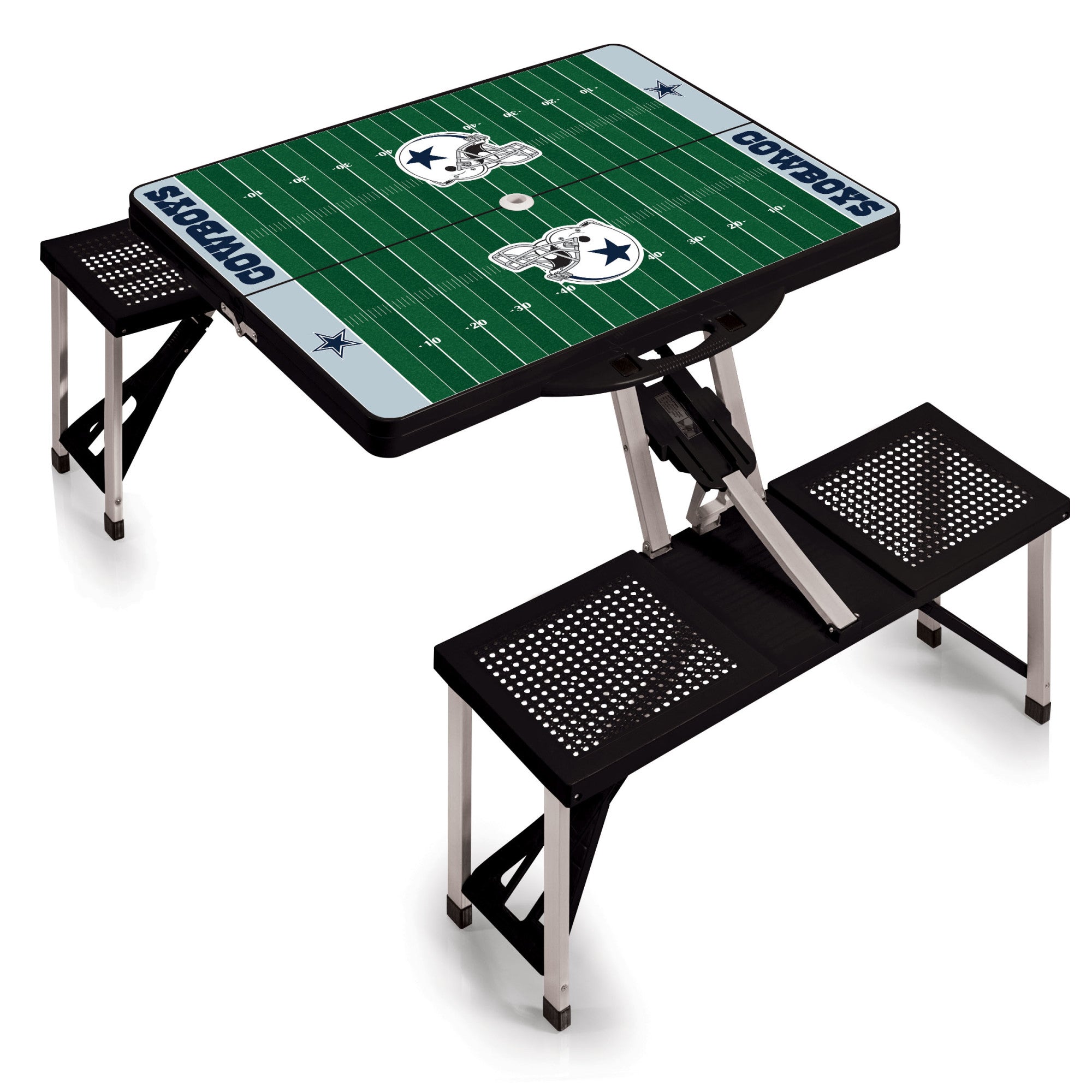Dallas Cowboys - Picnic Table Portable Folding Table with Seats and Umbrella