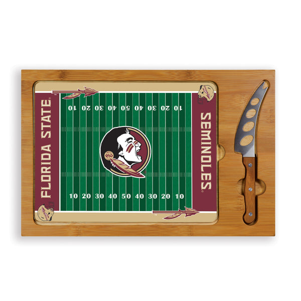 Florida State Seminoles Football Field - Icon Glass Top Cutting Board & Knife Set