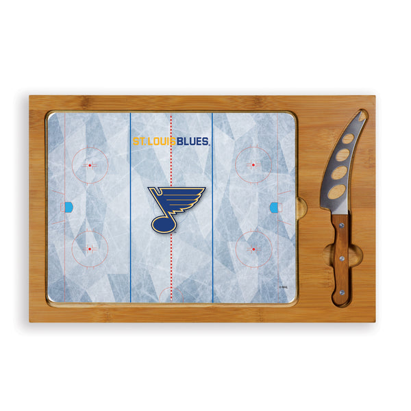 St Louis Blues Hockey Rink - Icon Glass Top Cutting Board & Knife Set