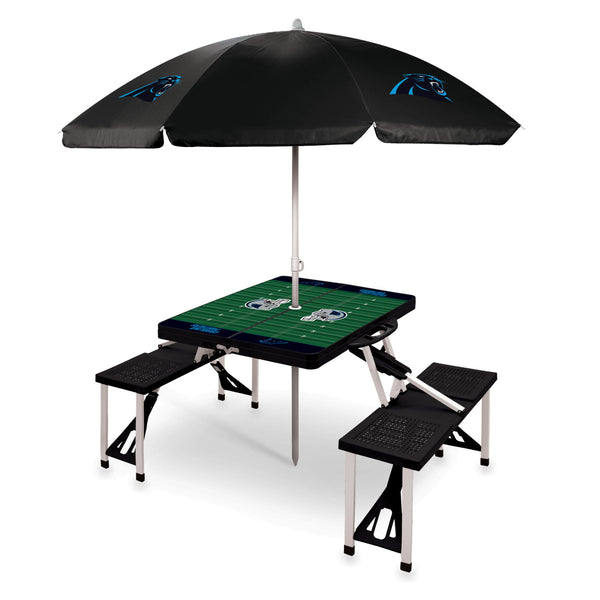 Carolina Panthers - Picnic Table Portable Folding Table with Seats and Umbrella