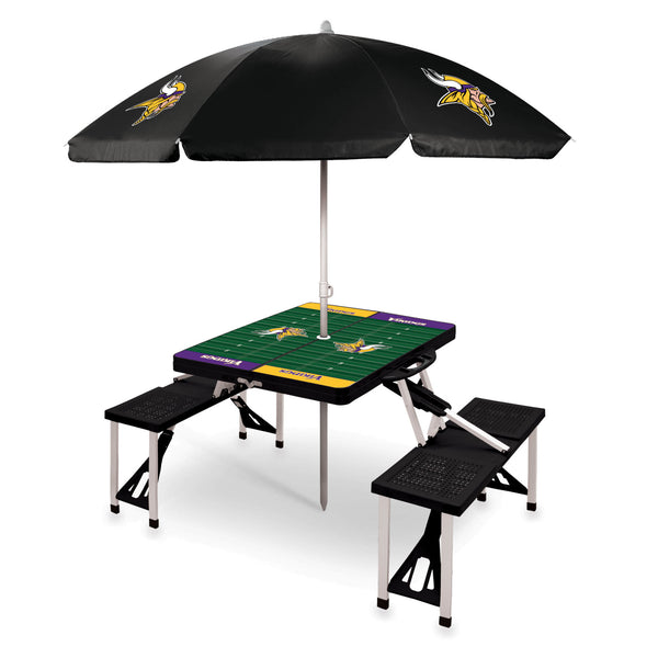 Minnesota Vikings - Picnic Table Portable Folding Table with Seats and Umbrella