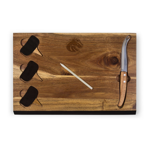 Boise State Broncos - Delio Acacia Cheese Cutting Board & Tools Set