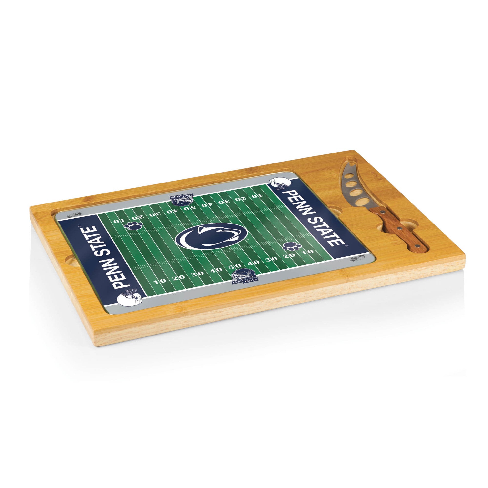 Penn State Nittany Lions Football Field - Icon Glass Top Cutting Board & Knife Set