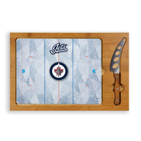 Hockey Rink - Winnipeg Jets - Icon Glass Top Cutting Board & Knife Set